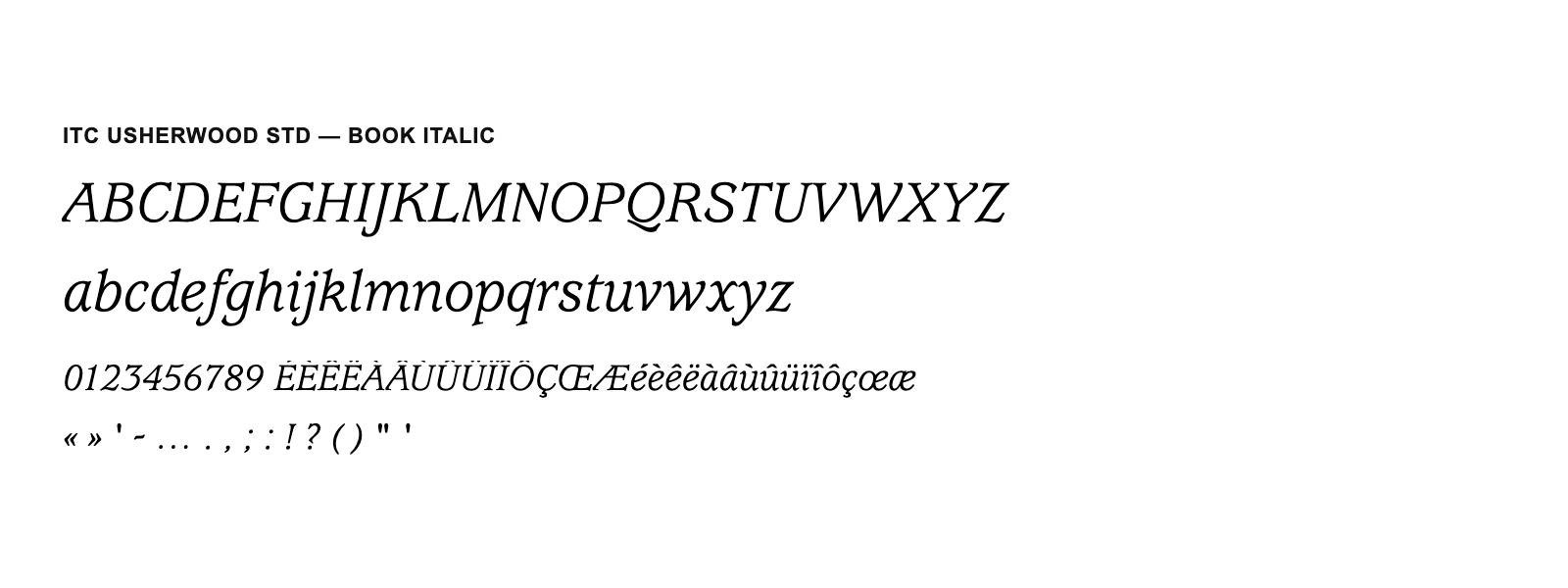 Spécimen de ITC Usherwood Std Book Italic