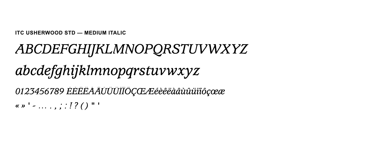 Spécimen de ITC Usherwood Std Medium Italic