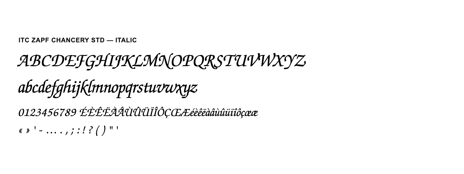 Spécimen de ITC Zapf Chancery Std Italic