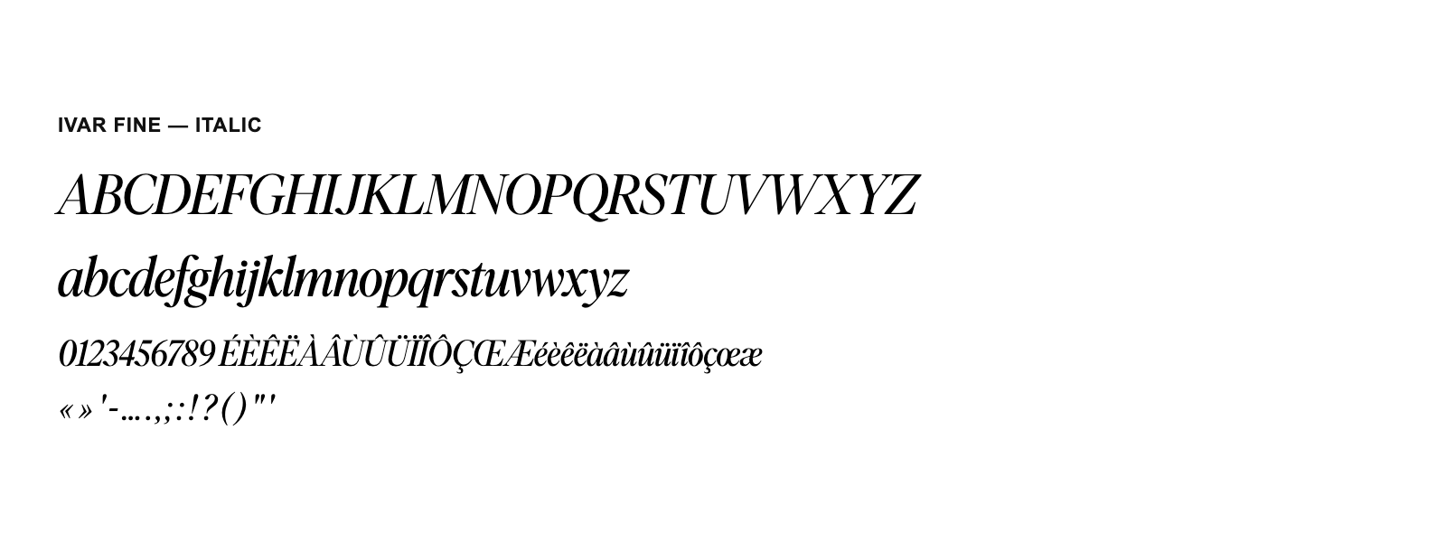 Spécimen de Ivar Fine Italic