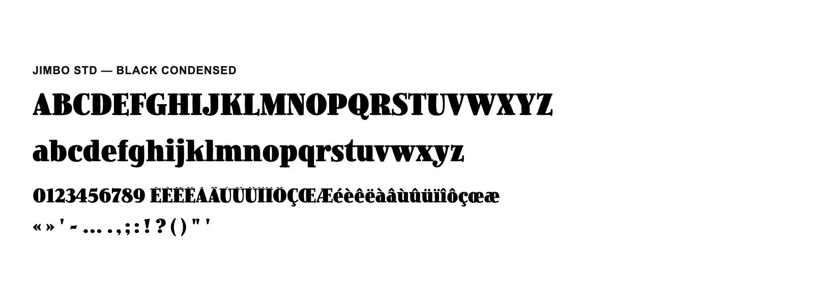 Spécimen de Jimbo Std Black Condensed