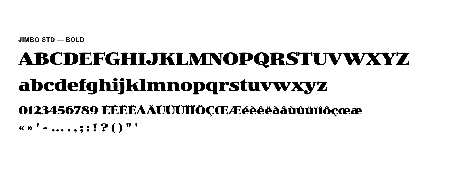 Spécimen de Jimbo Std Bold