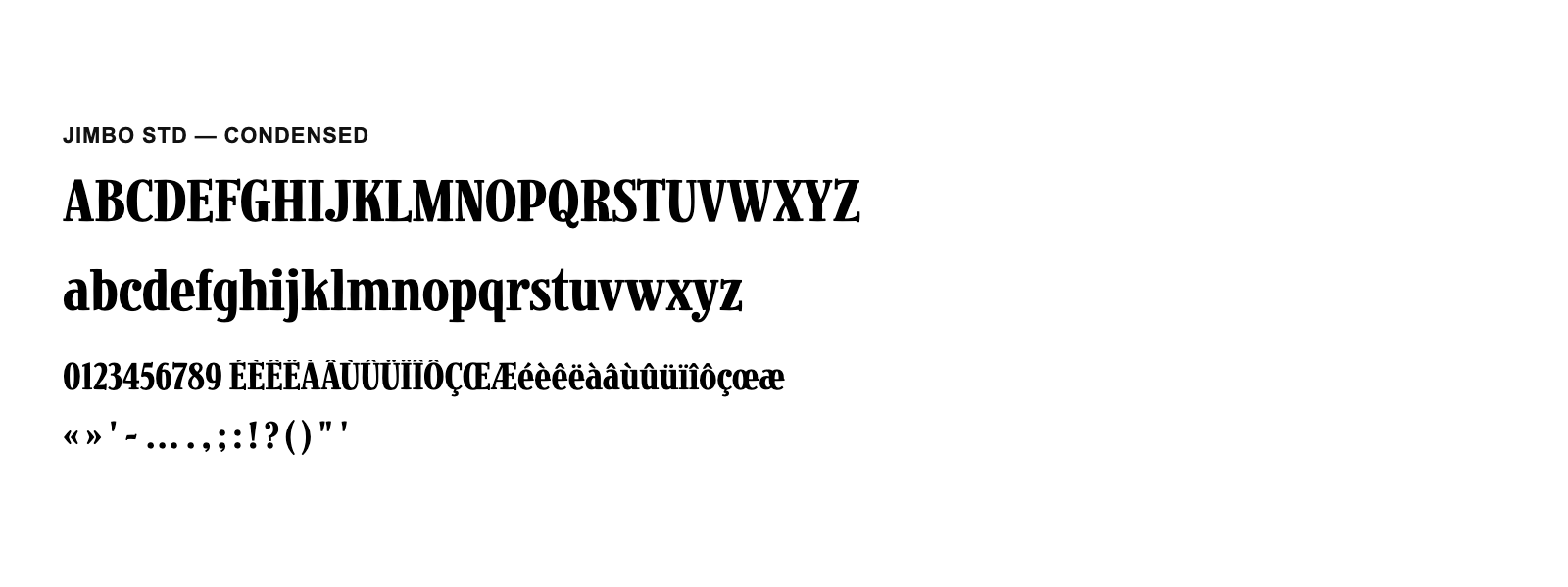 Spécimen de Jimbo Std Condensed