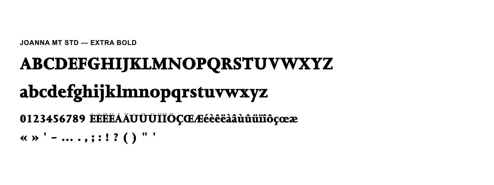 Spécimen de Joanna MT Std Extra Bold