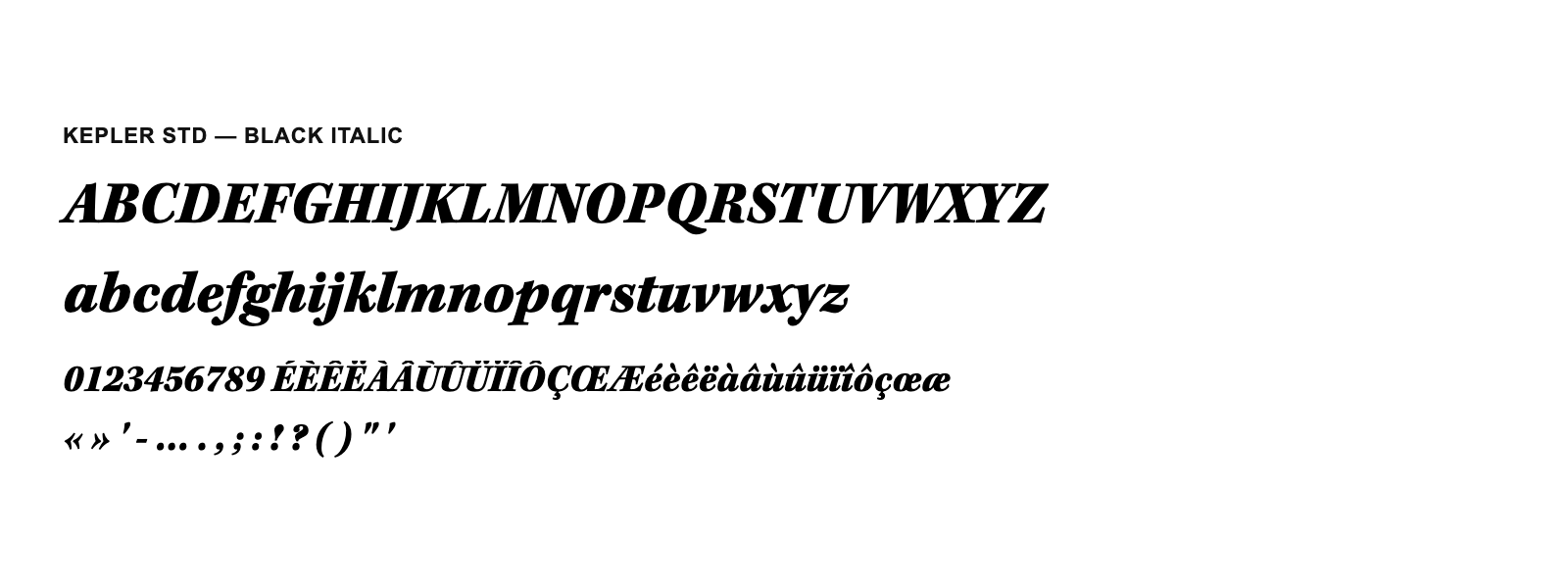 Spécimen de Kepler Std Black Italic