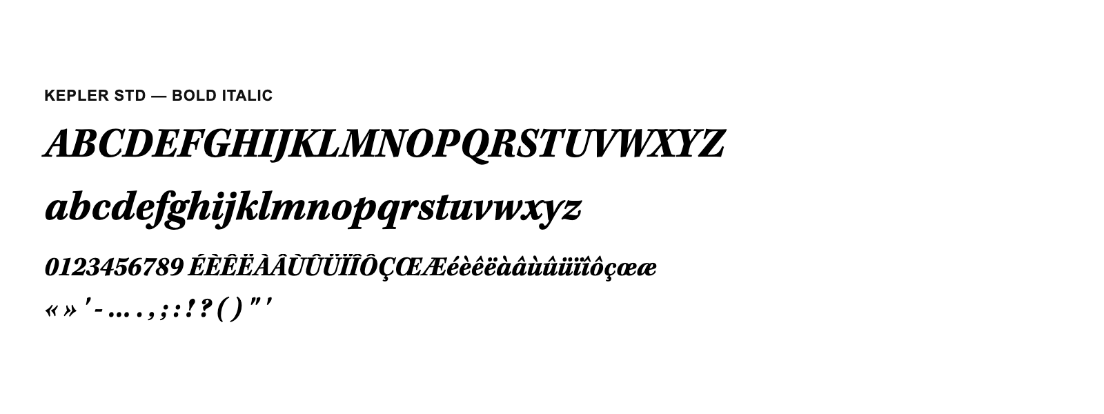 Spécimen de Kepler Std Bold Italic