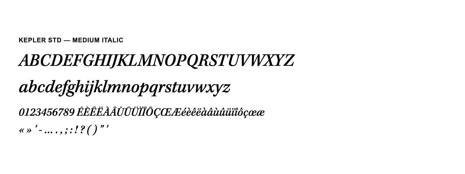 Spécimen de Kepler Std Medium Italic