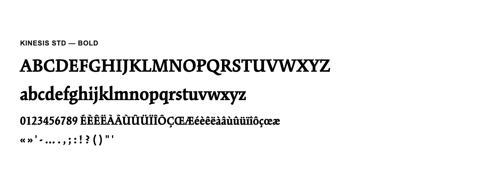 Spécimen de Kinesis Std Bold