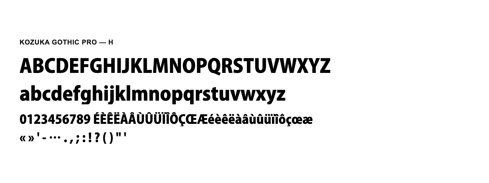 Spécimen de Kozuka Gothic Pro H