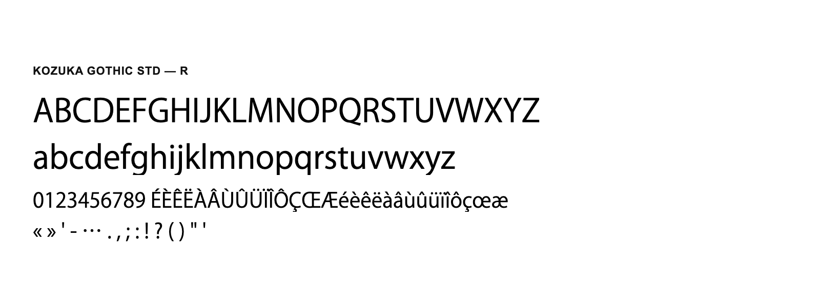 Spécimen de Kozuka Gothic Std R