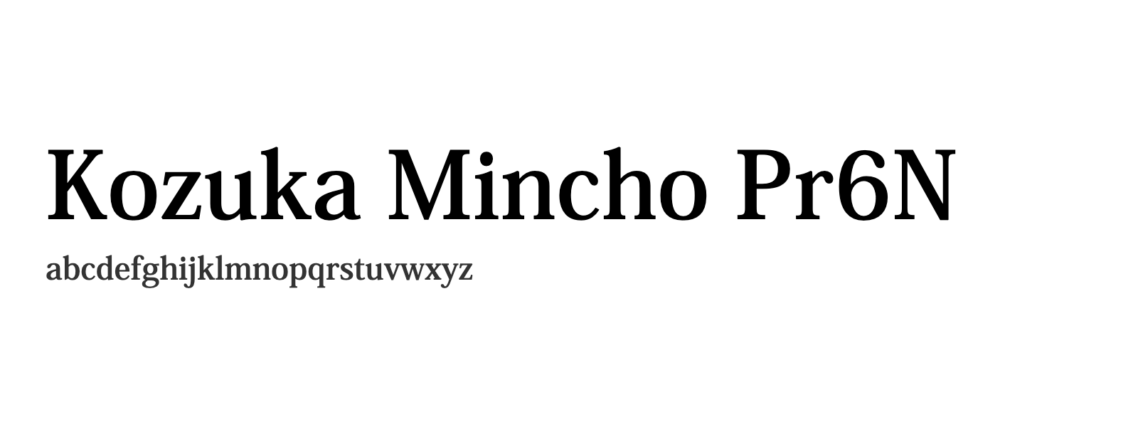 Spécimen de Kozuka Mincho Pr6N