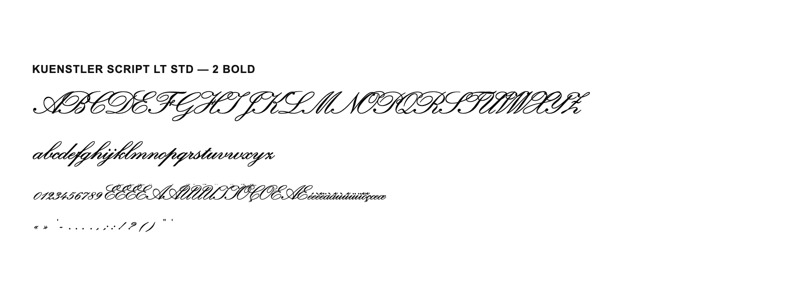 Spécimen de Kuenstler Script LT Std 2 Bold