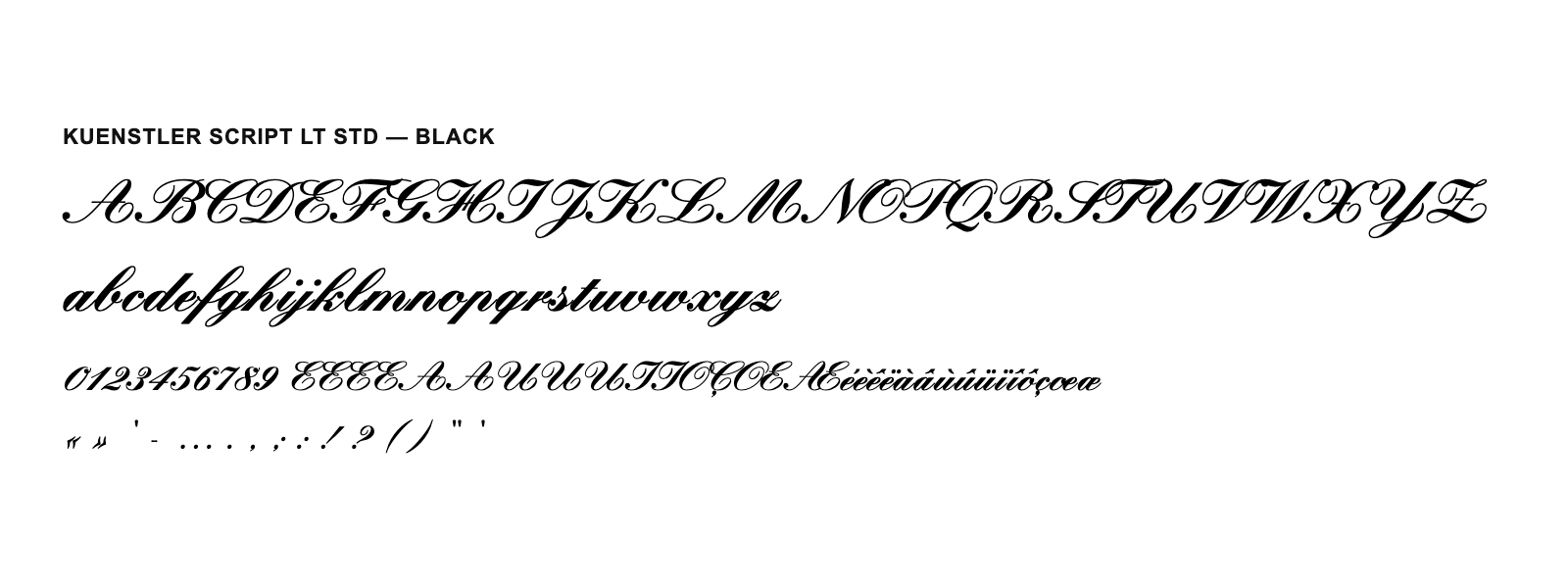 Spécimen de Kuenstler Script LT Std Black