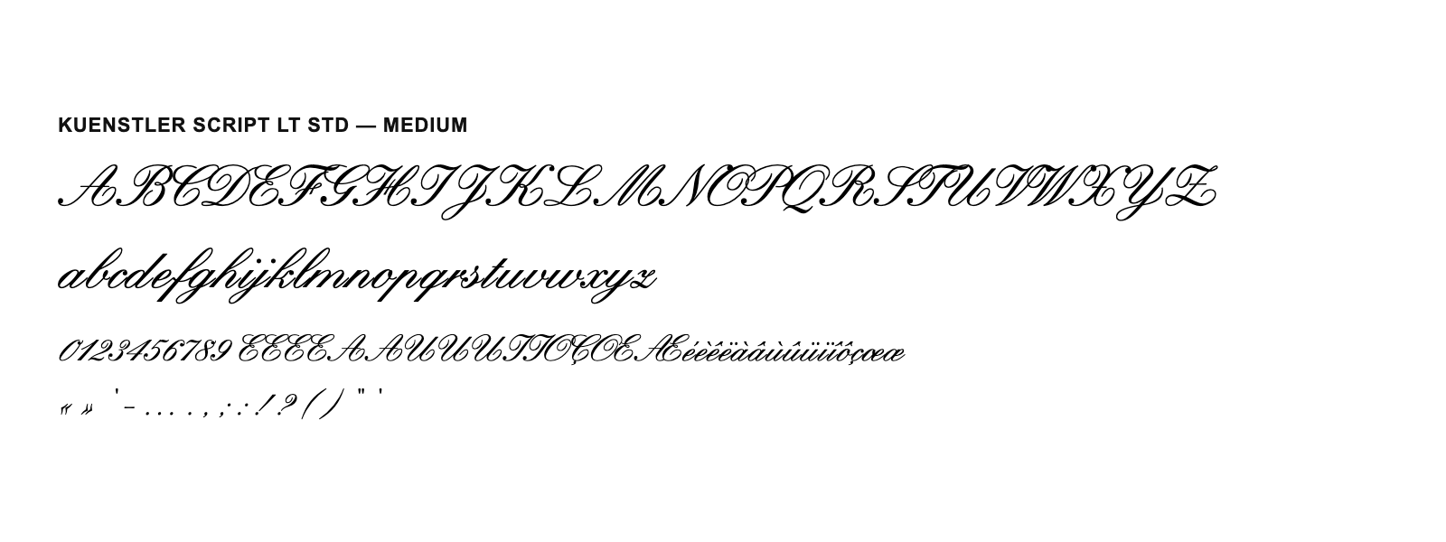 Spécimen de Kuenstler Script LT Std Medium