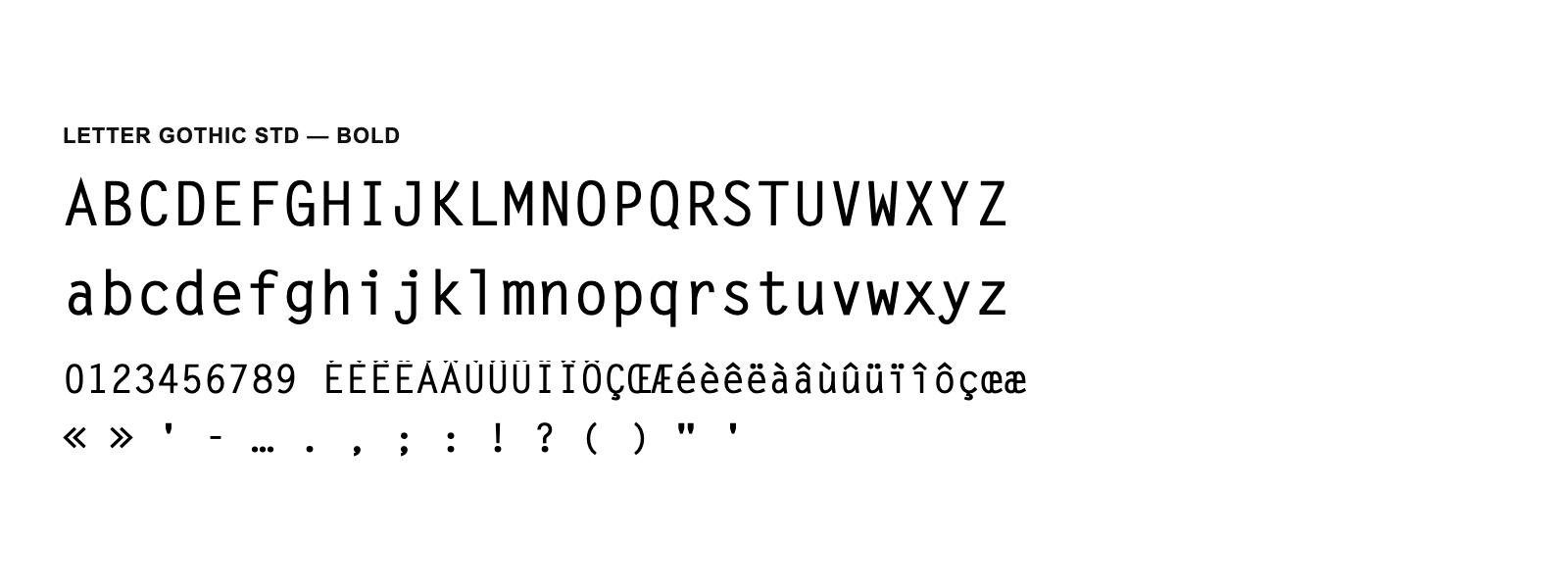 Spécimen de Letter Gothic Std Bold