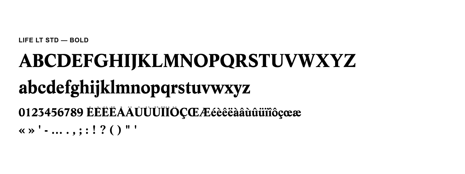 Spécimen de Life LT Std Bold