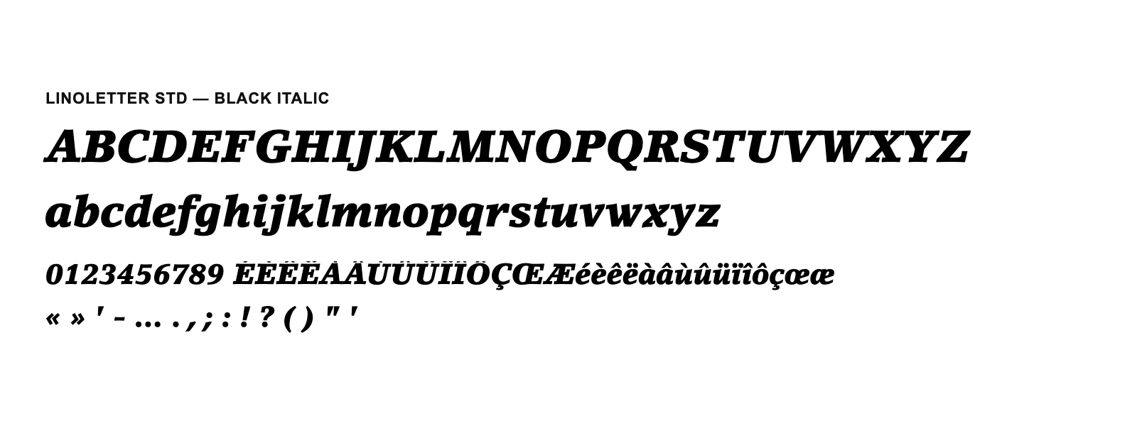 Spécimen de LinoLetter Std Black Italic