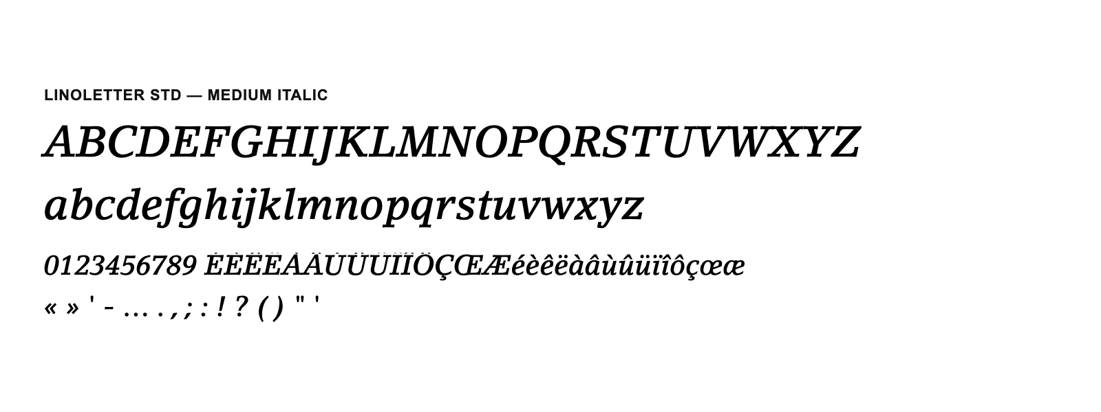 Spécimen de LinoLetter Std Medium Italic