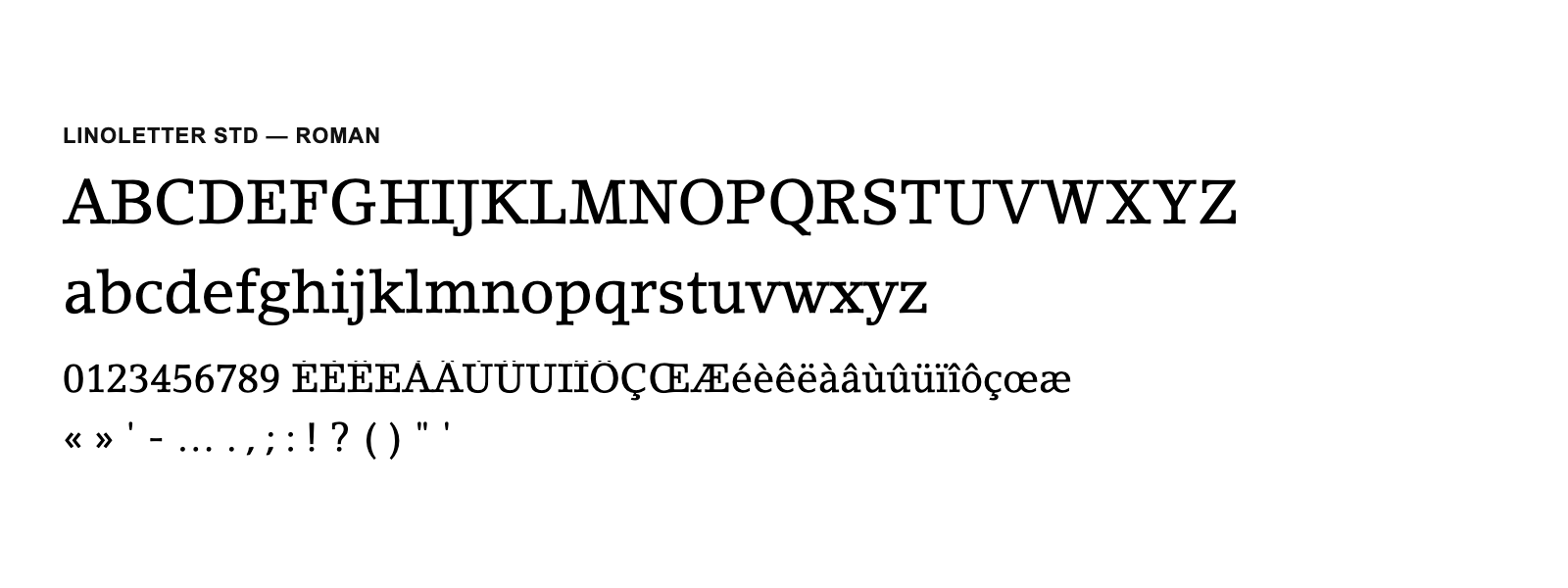 Spécimen de LinoLetter Std Roman