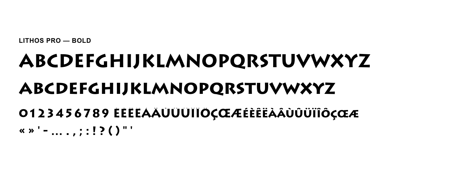 Spécimen de Lithos Pro Bold