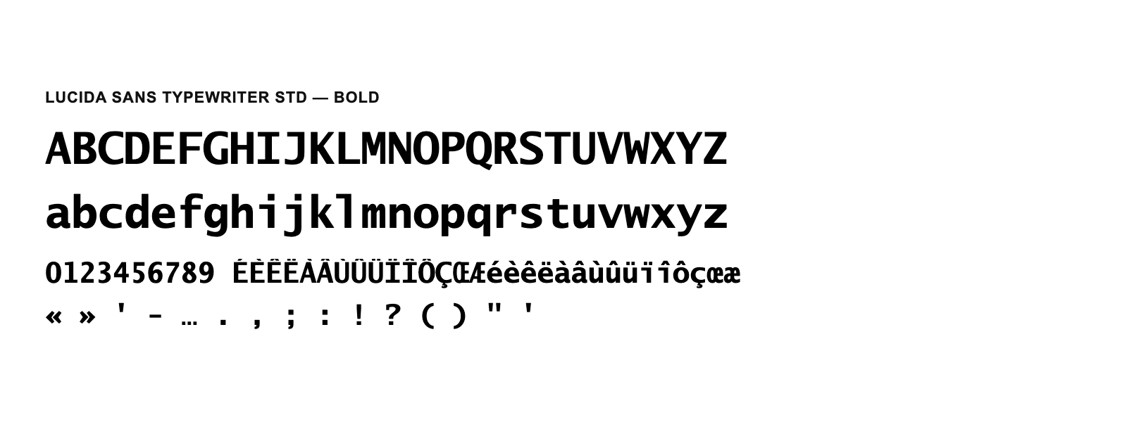 Spécimen de Lucida Sans Typewriter Std Bold