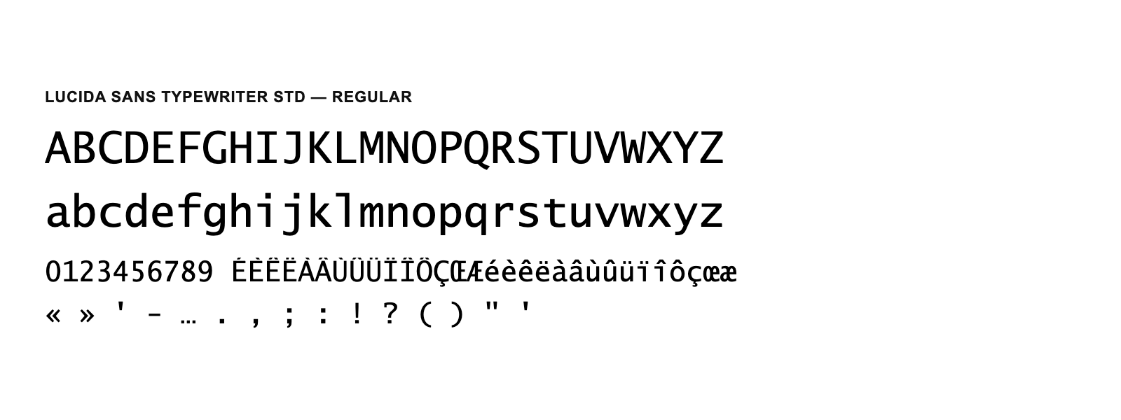 Spécimen de Lucida Sans Typewriter Std Regular