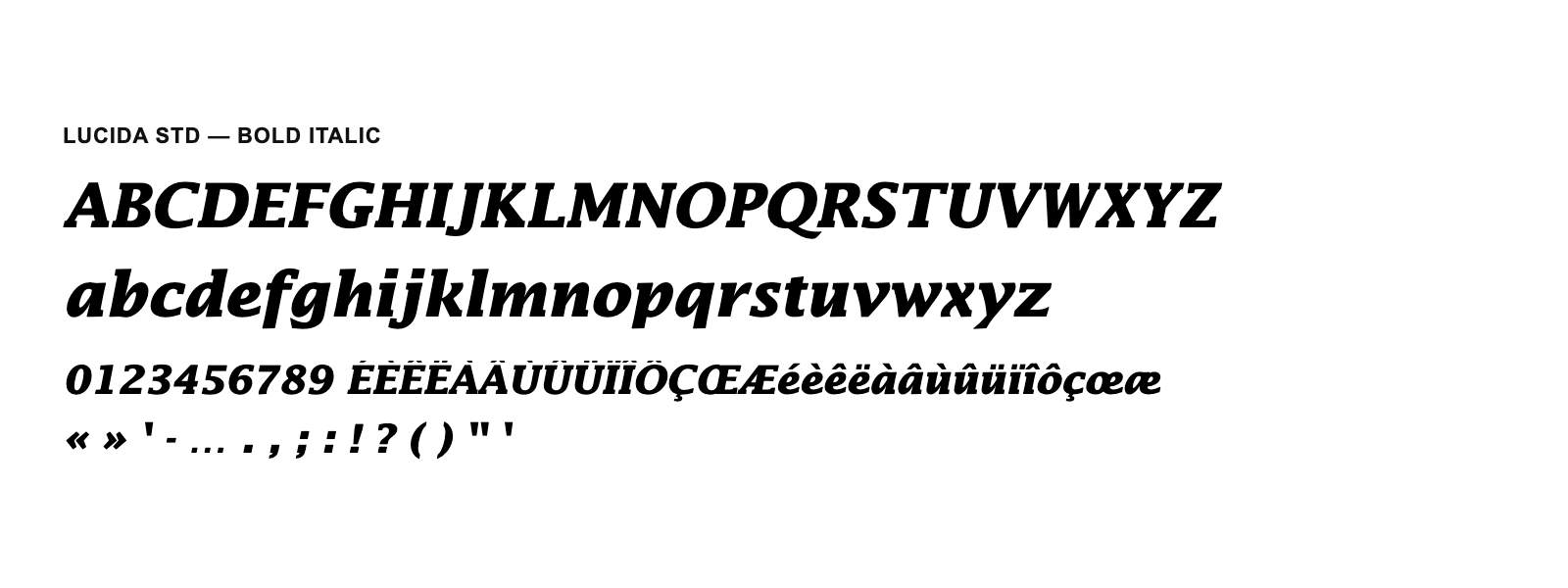 Spécimen de Lucida Std Bold Italic