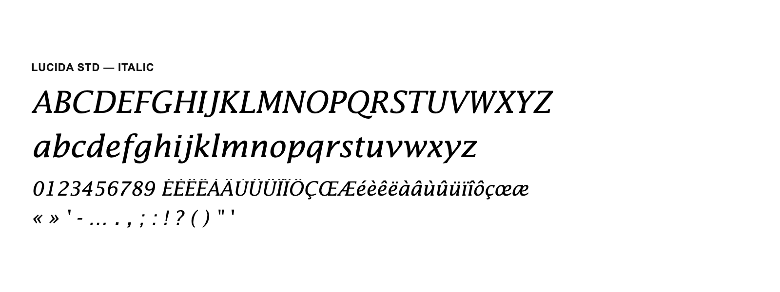 Spécimen de Lucida Std Italic