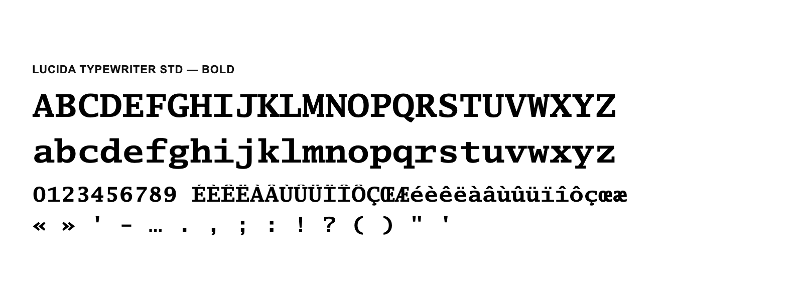 Spécimen de Lucida Typewriter Std Bold