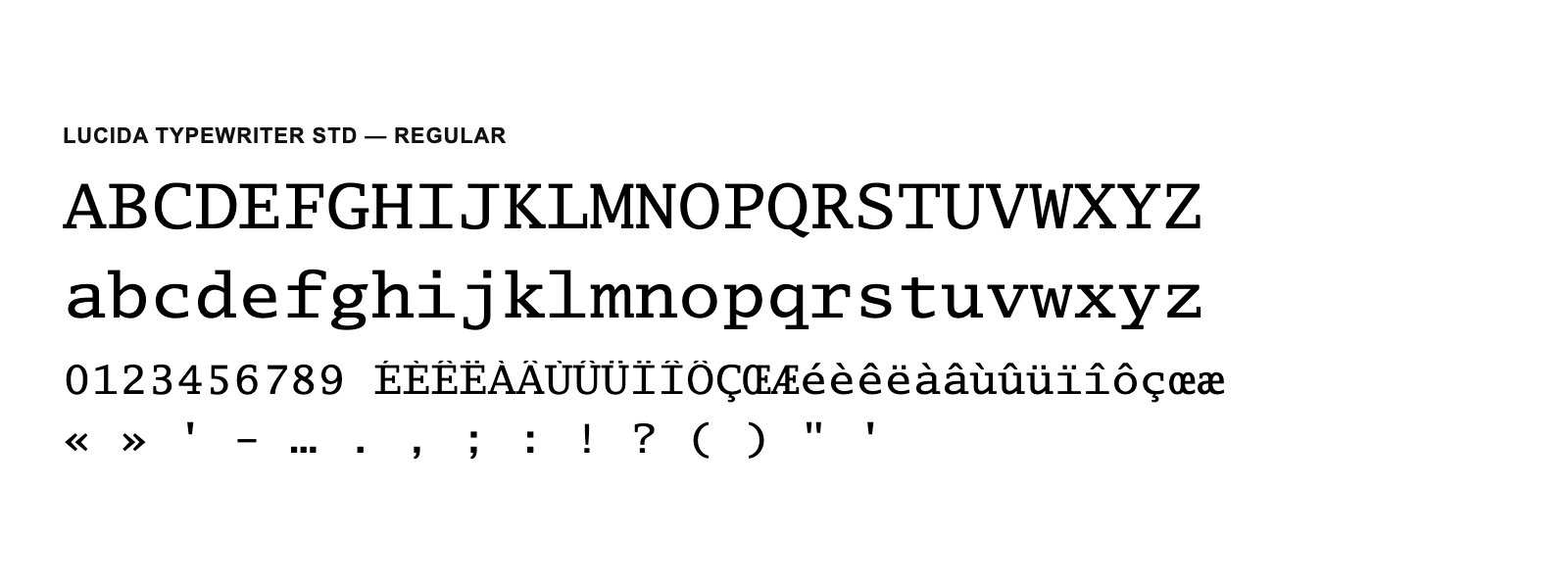 Spécimen de Lucida Typewriter Std Regular