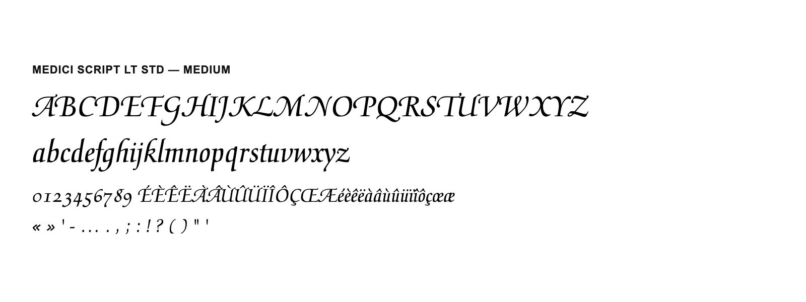 Spécimen de Medici Script LT Std Medium