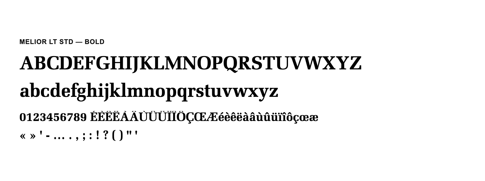 Spécimen de Melior LT Std Bold