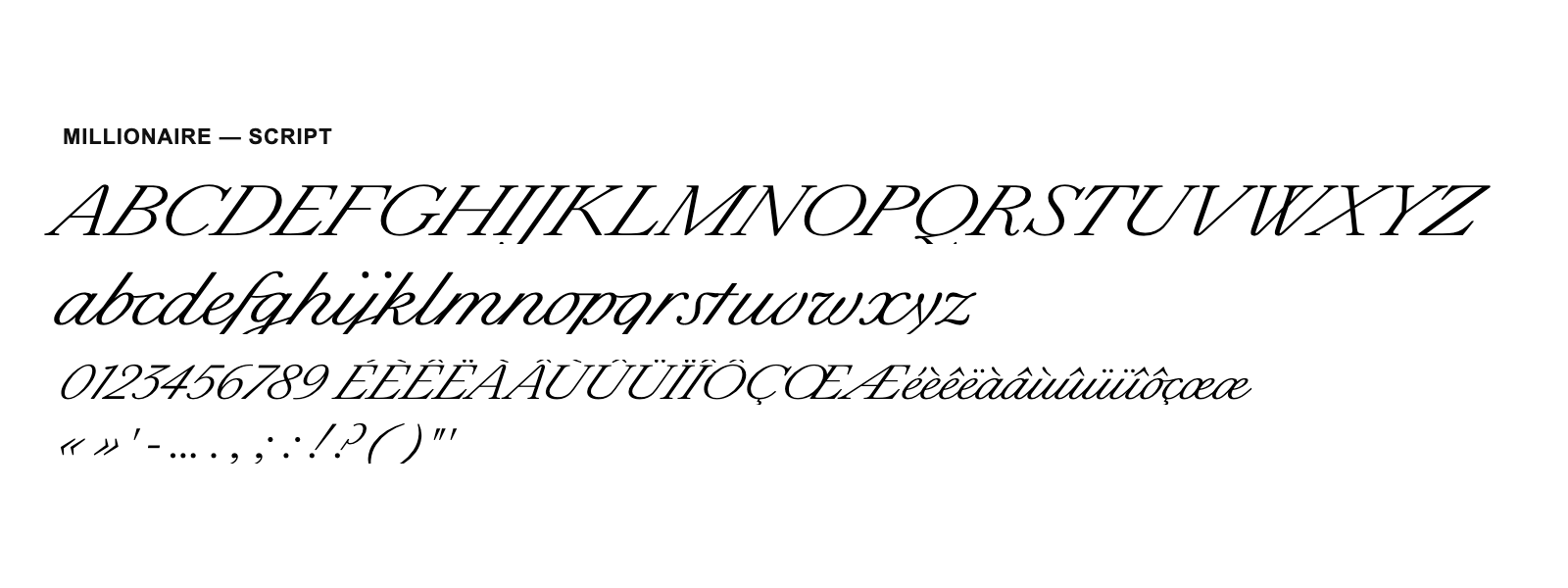 Spécimen de Millionaire Script