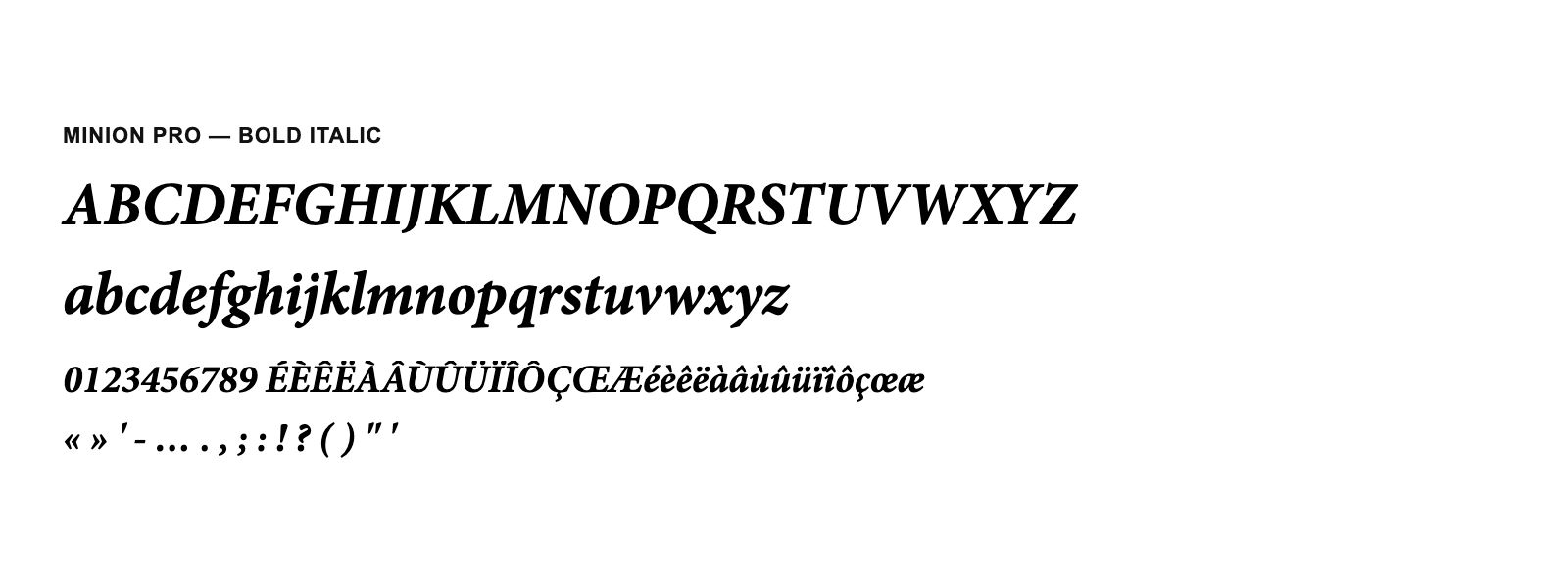 Spécimen de Minion Pro Bold Italic