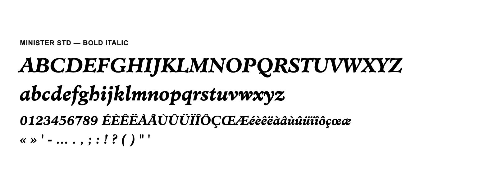 Spécimen de Minister Std Bold Italic