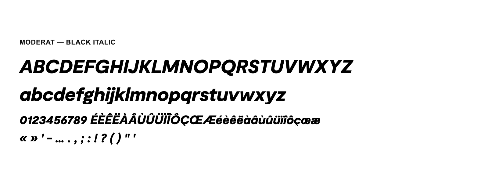 Spécimen de Moderat Black Italic