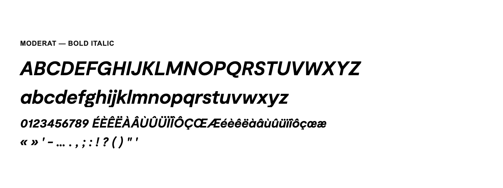 Spécimen de Moderat Bold Italic