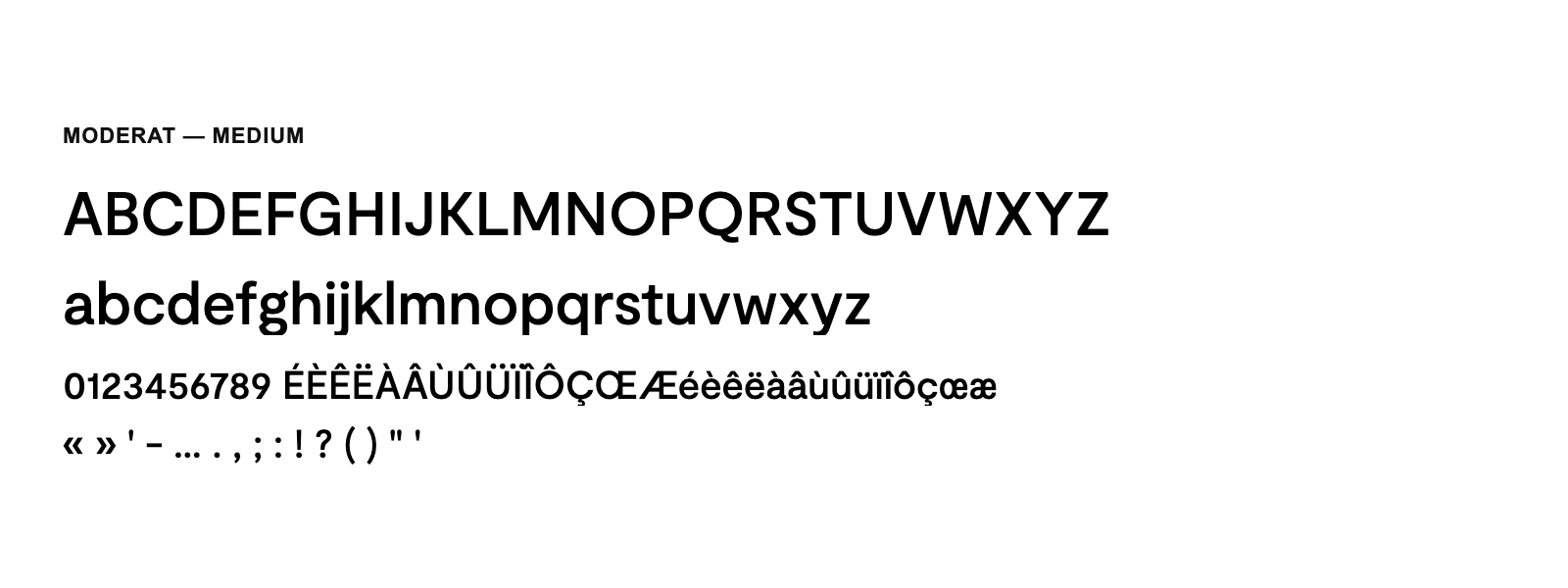 Spécimen de Moderat Medium