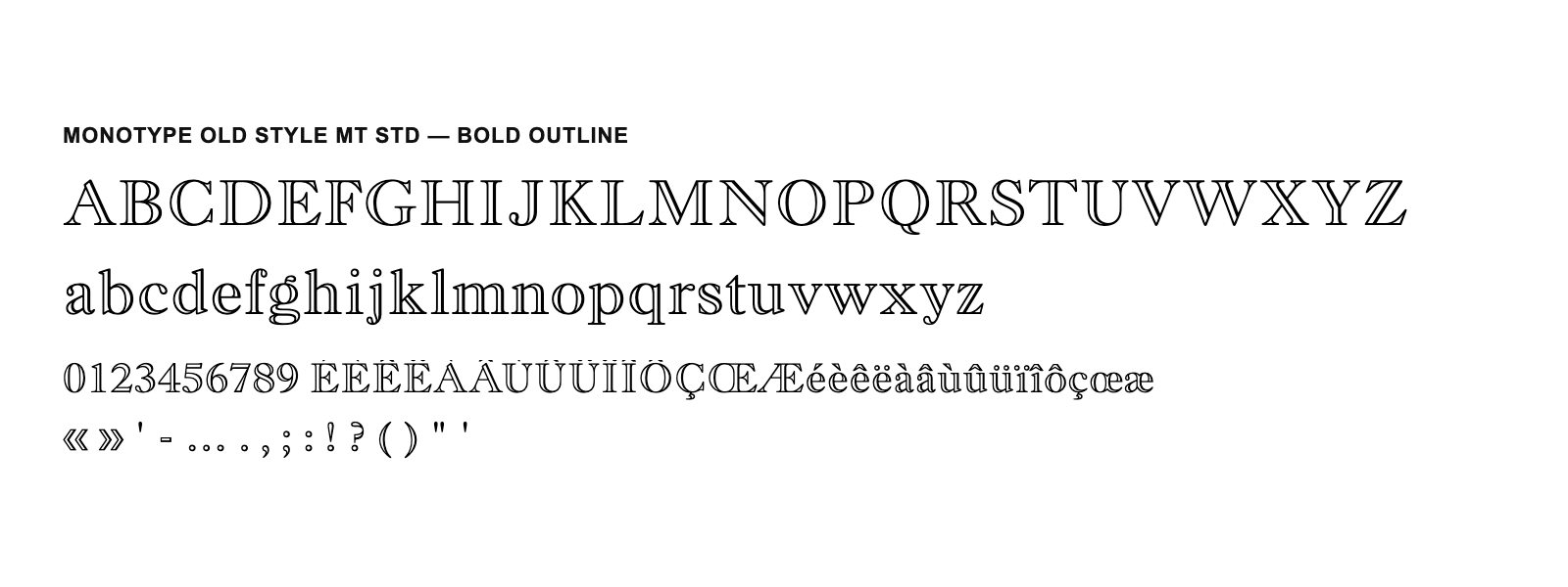 Spécimen de Monotype Old Style MT Std Bold Outline