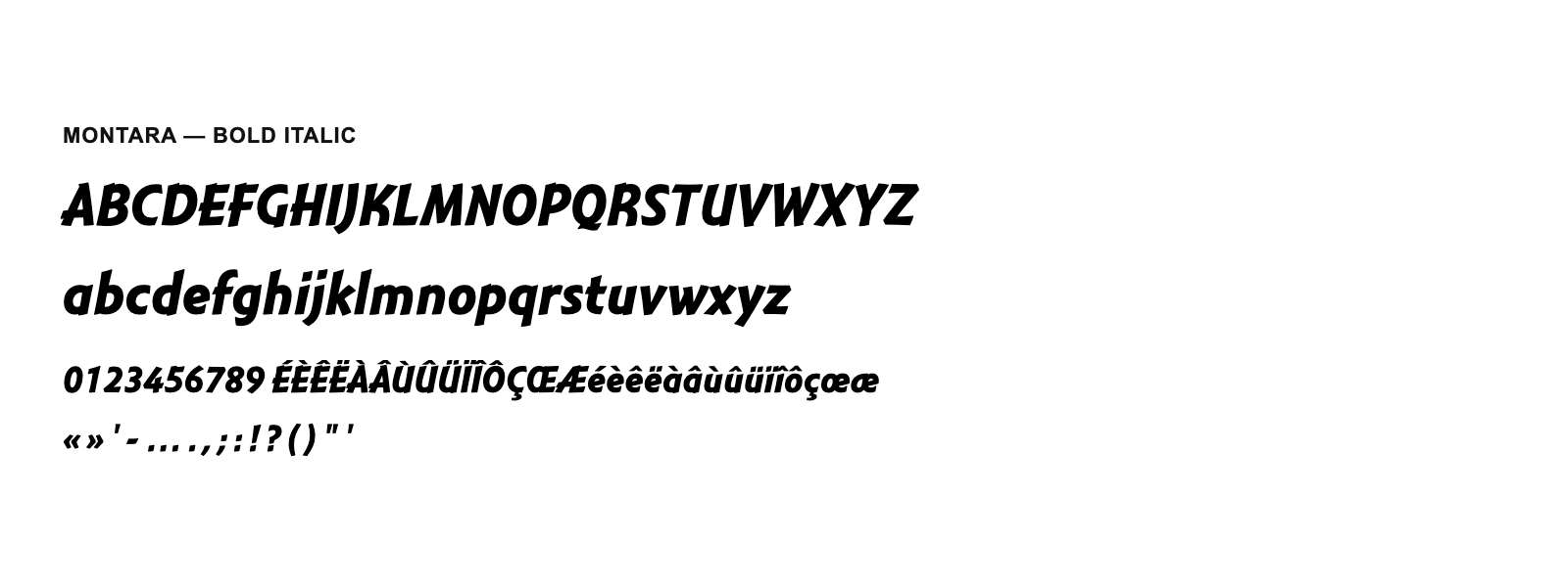 Spécimen de Montara Bold Italic