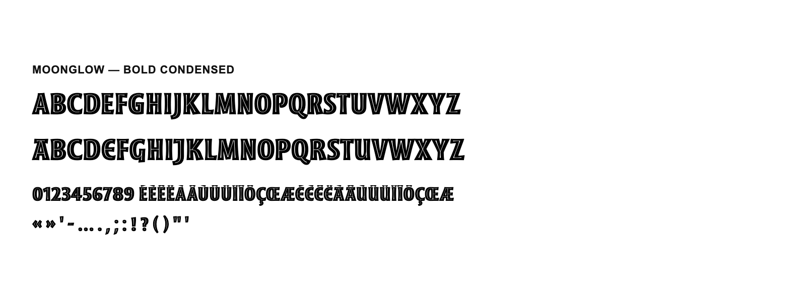 Spécimen de Moonglow Bold Condensed