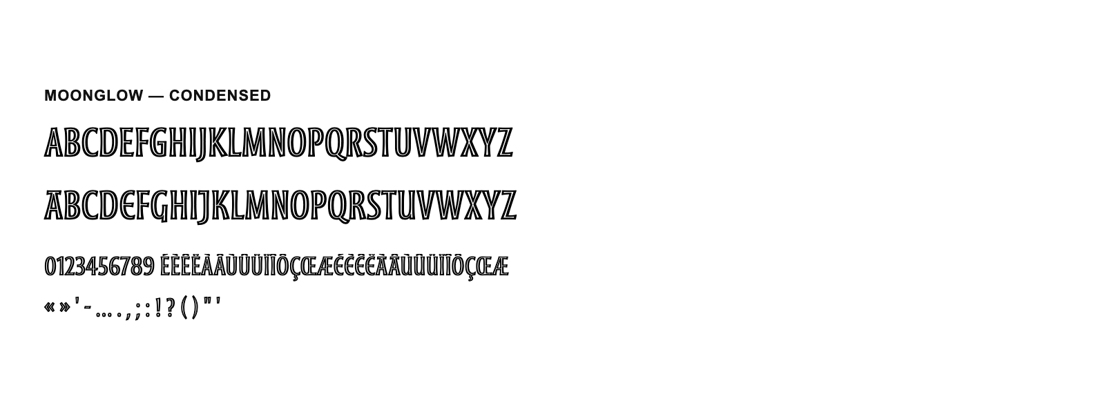 Spécimen de Moonglow Condensed