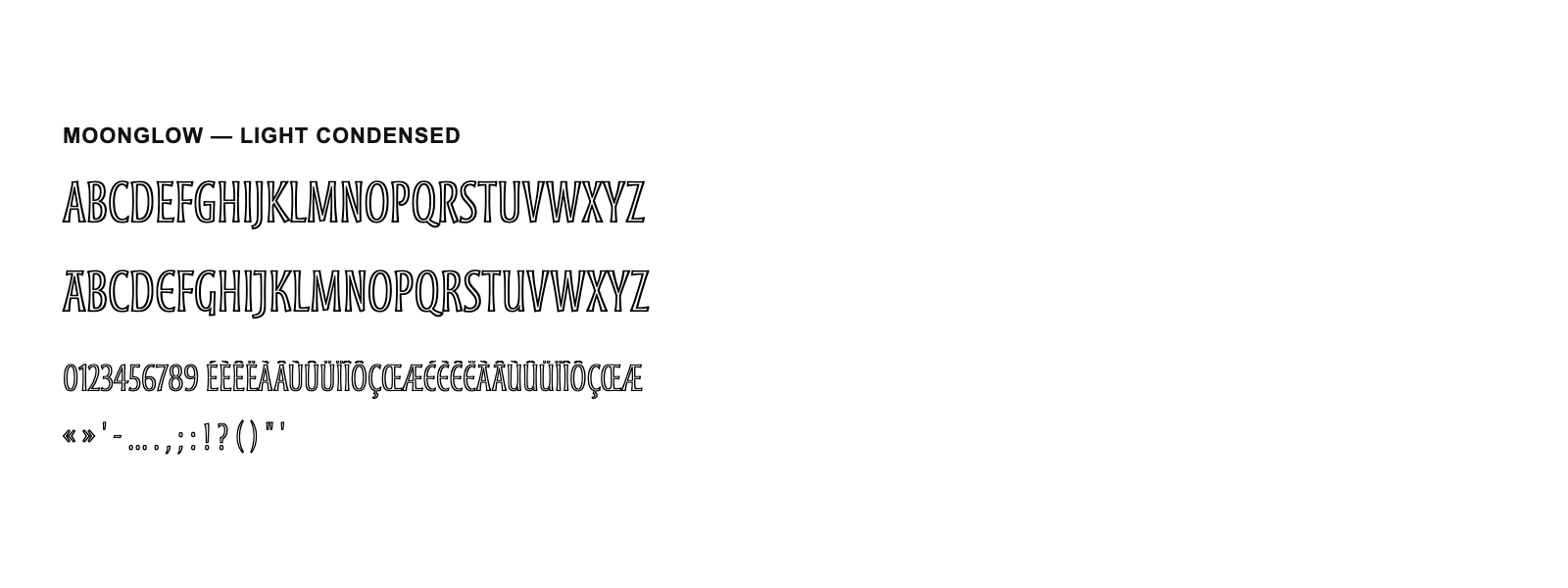 Spécimen de Moonglow Light Condensed