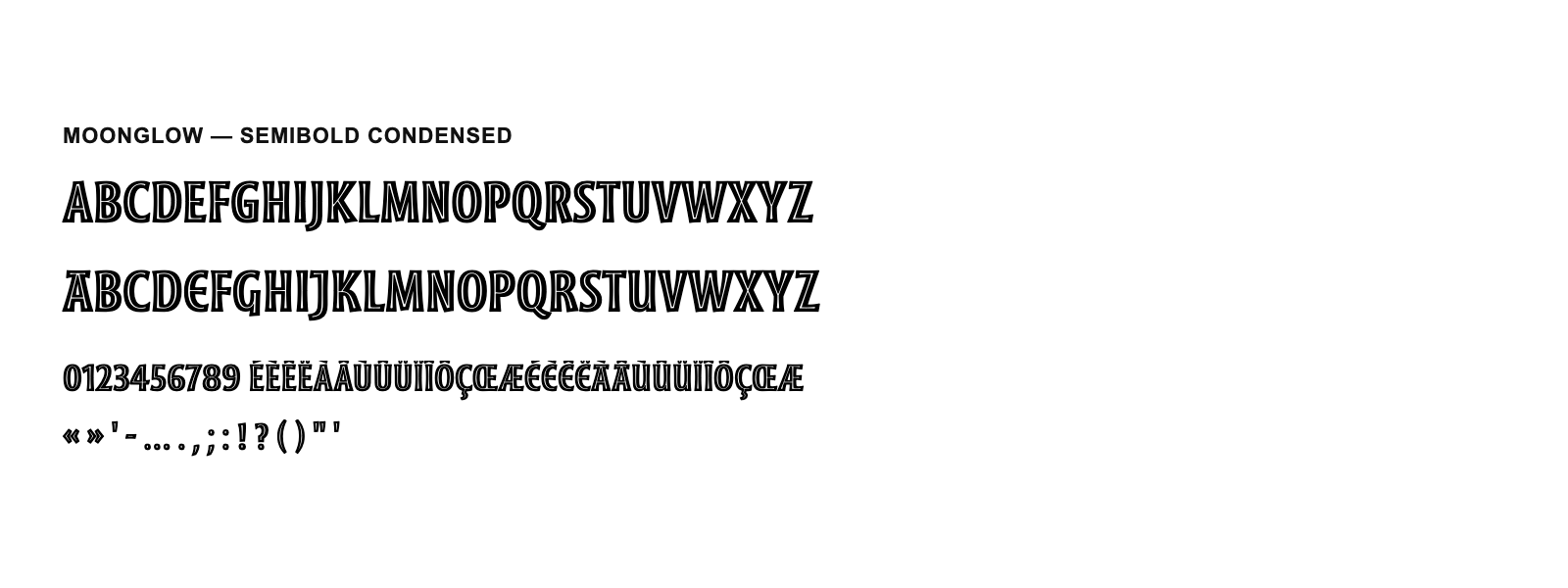 Spécimen de Moonglow Semibold Condensed
