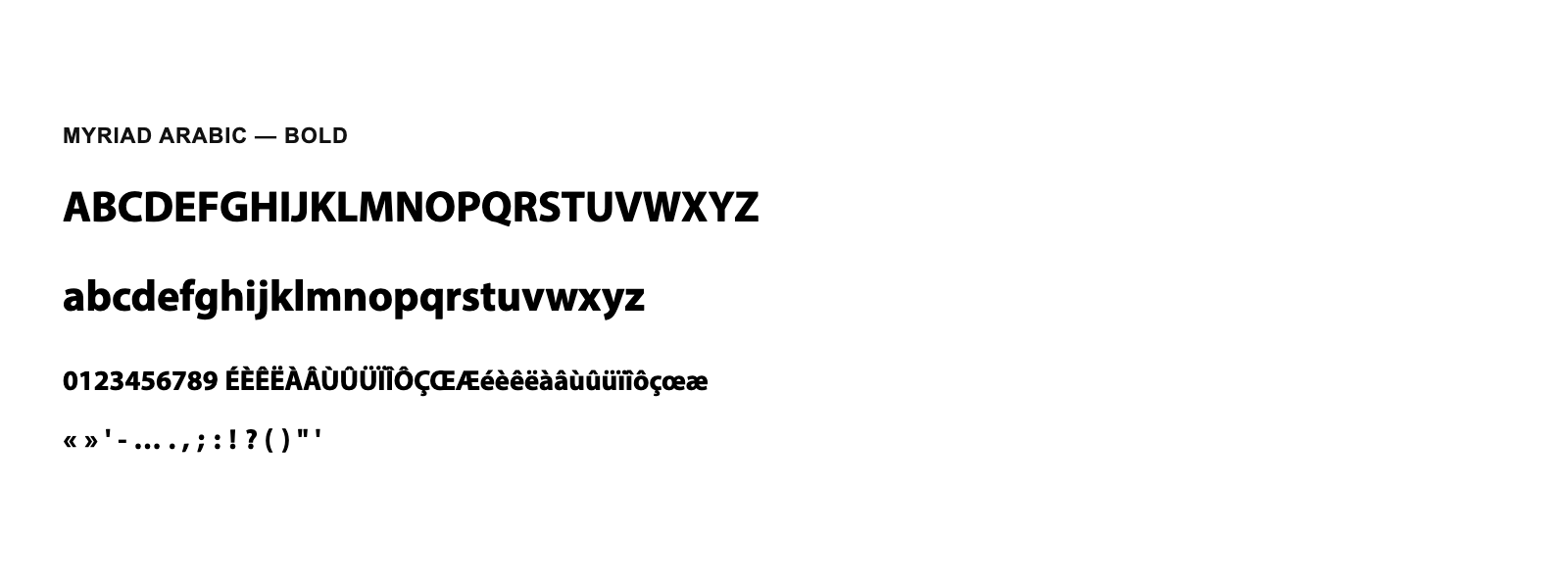 Spécimen de Myriad Arabic Bold