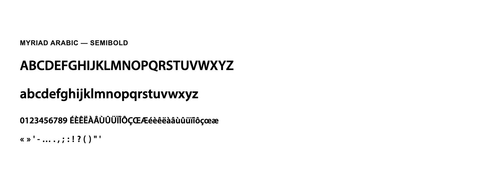 Spécimen de Myriad Arabic Semibold