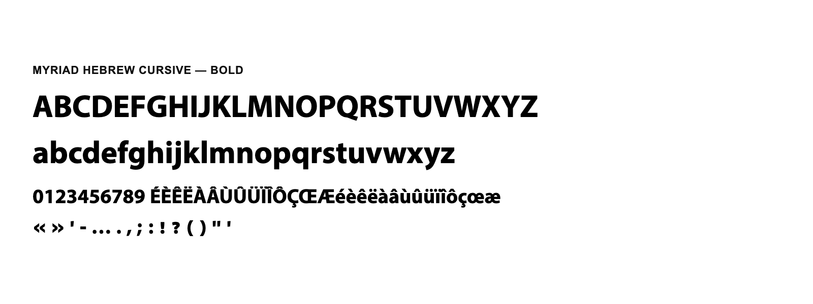 Spécimen de Myriad Hebrew Cursive Bold