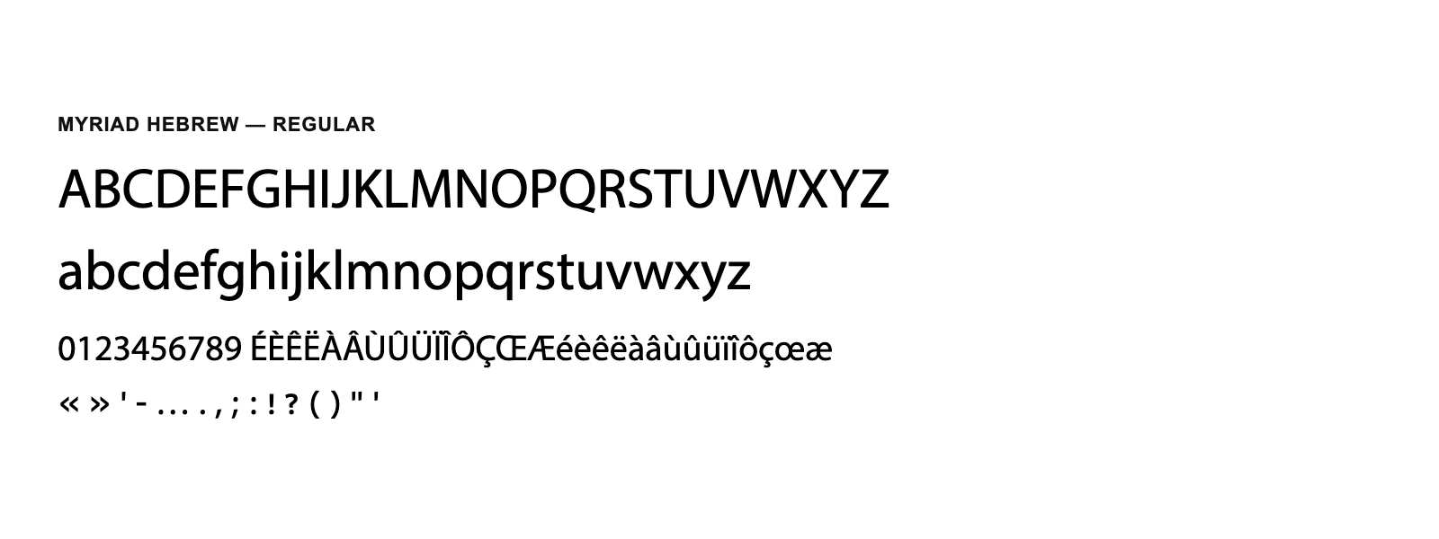 Spécimen de Myriad Hebrew Regular