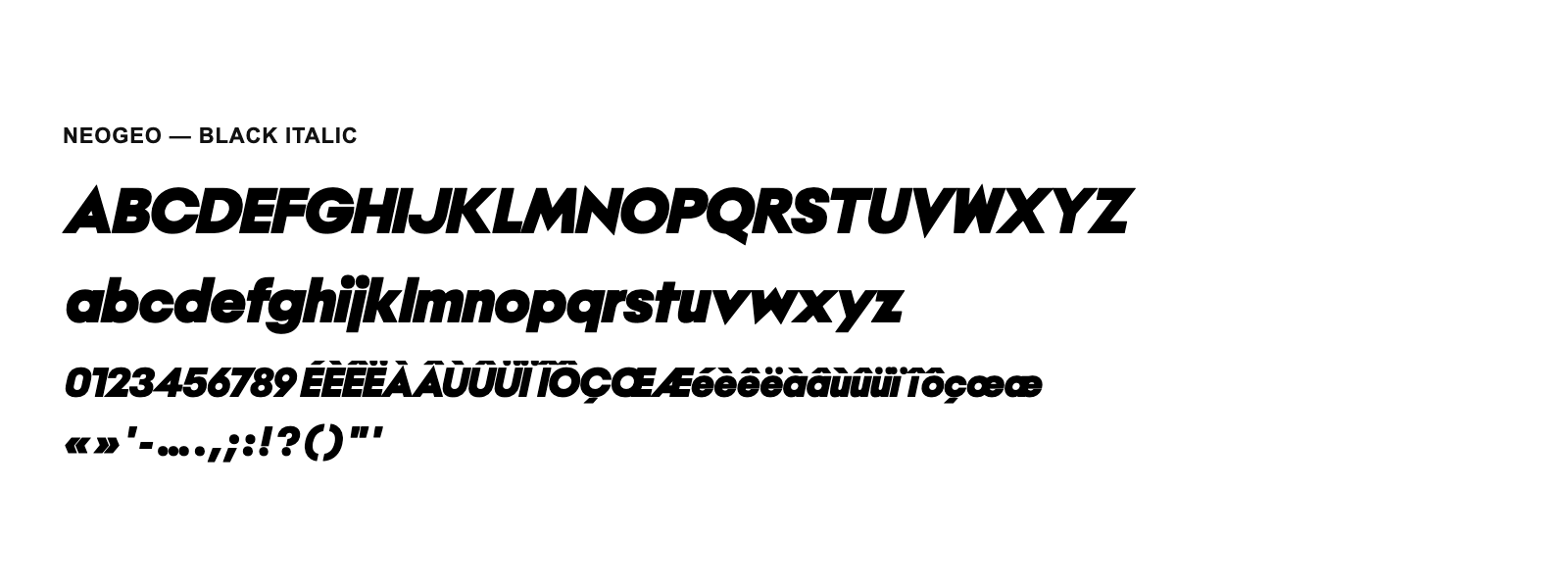 Spécimen de NeoGeo Black Italic