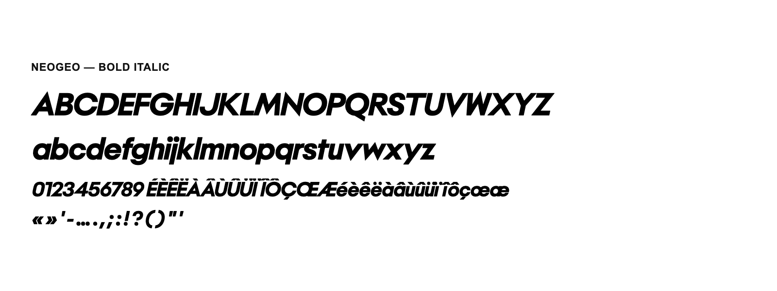Spécimen de NeoGeo Bold Italic